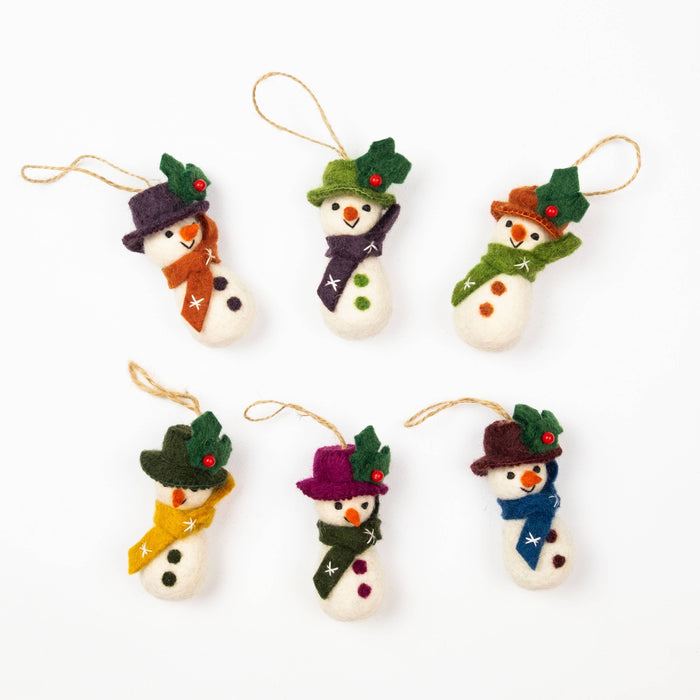 The Winding Road - Winter Ornament Felt Snowmen Assorted