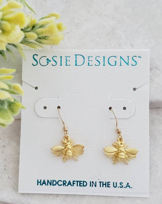 Sosie Designs - Gold Flying Bumble Bee Earrings