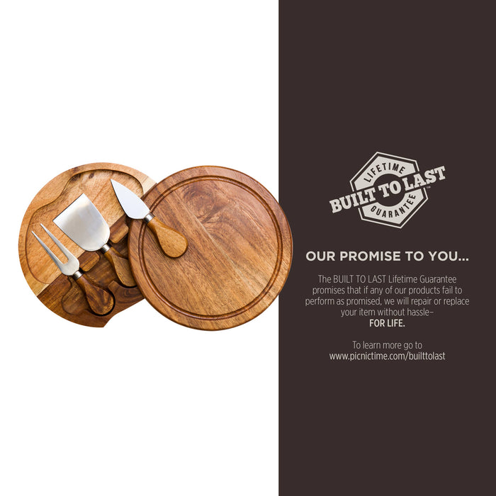 Picnic Time Family of Brands - Acacia Brie Cheese Cutting Board & Tools