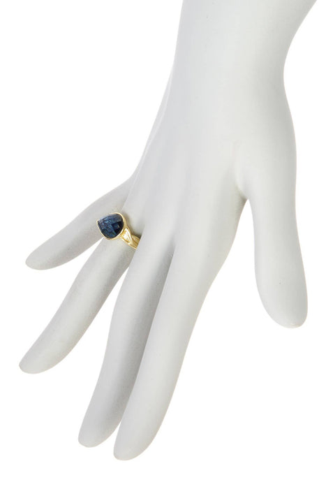 Zoey Simmons - London Blue Crystal Teardrop Ring - GP