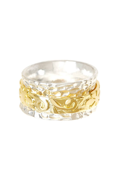 Zoey Simmons - Two Tone Leaf And Vine Spinner Ring - SP/GP