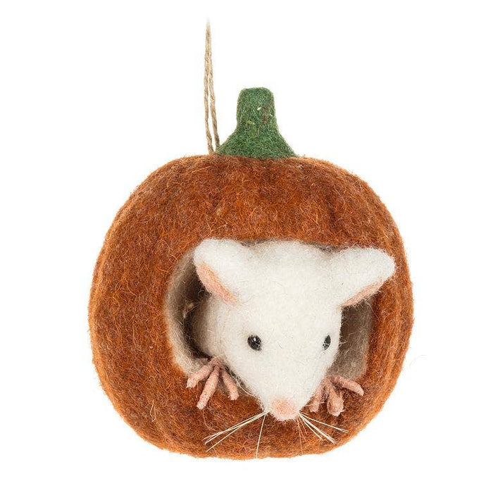 Abbott - Mouse in Small Pumpkin Ornament-4"H