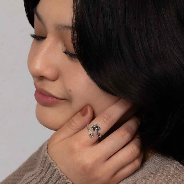 Nina Designs - Sterling Silver or Bronze Adjustable Lotus Ring