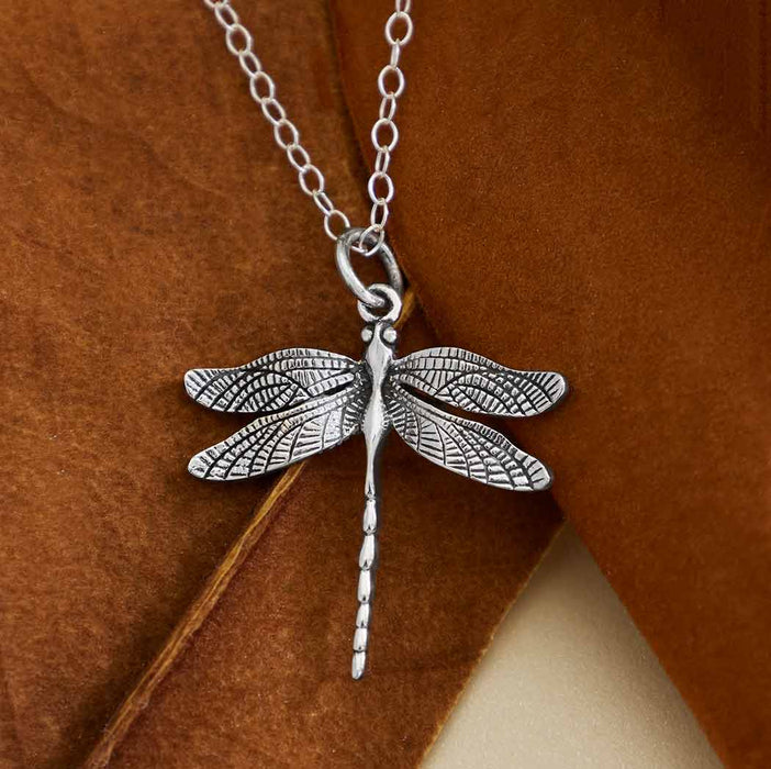 Nina Designs Sterling Silver 18 Inch Dragonfly Charm Necklace