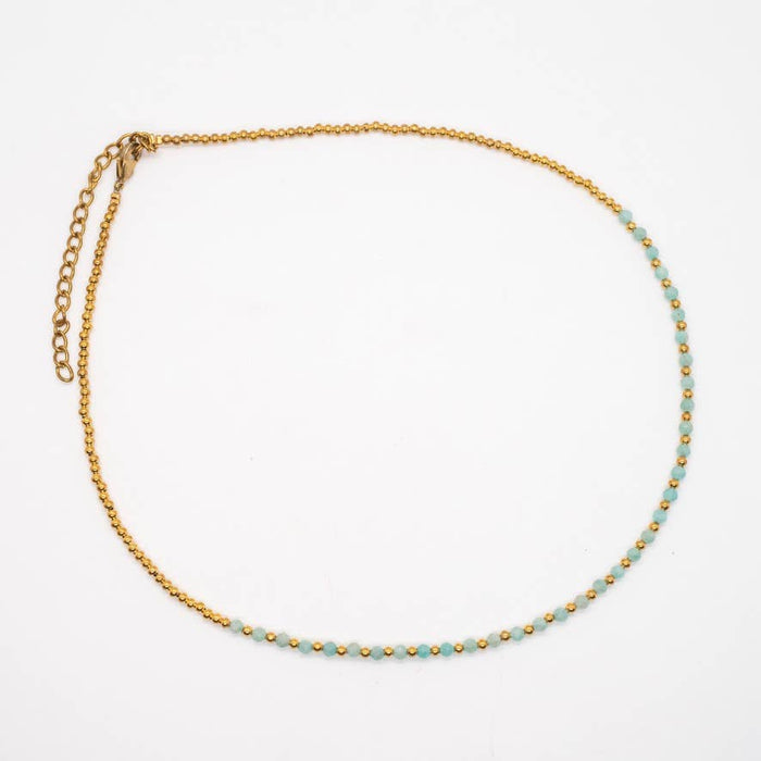 Baizaar - Simple Beaded Faceted Stone Necklace - Great for Layering!