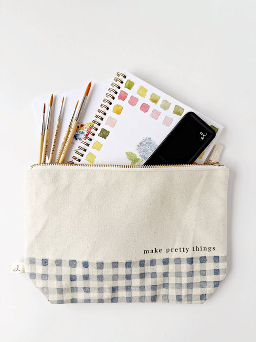 emily lex studio - Canvas zipper pouch "make pretty things" gingham