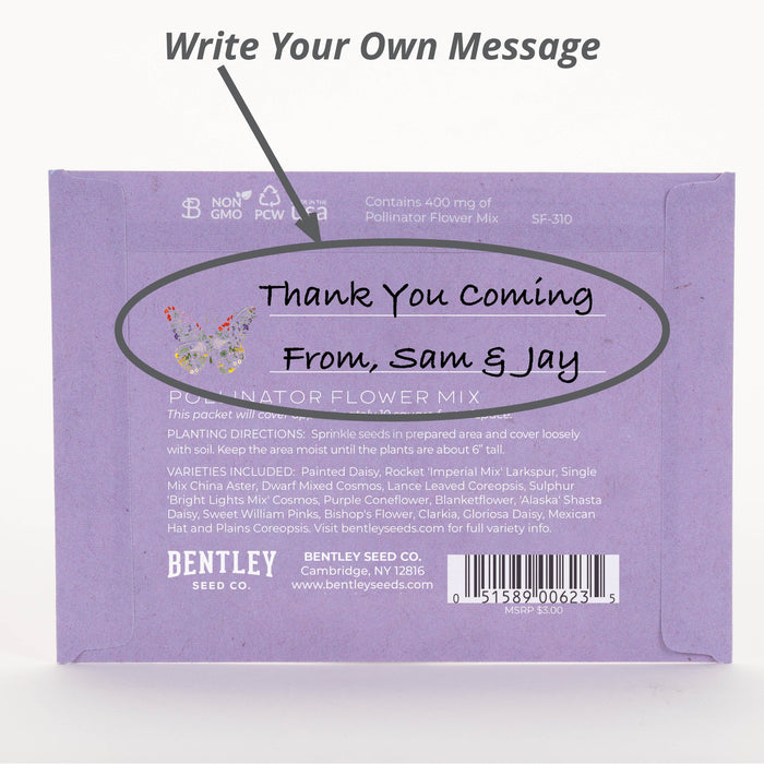 Bentley Seed Co. - Thank You Butterfly Pollinator - Pollinator Flower Mix Seed Packets