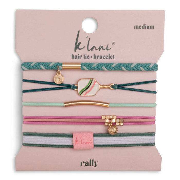 K'lani hair tie bracelets - "Rally" Pickleball with Pink & Green Hair Tie Bracelets
