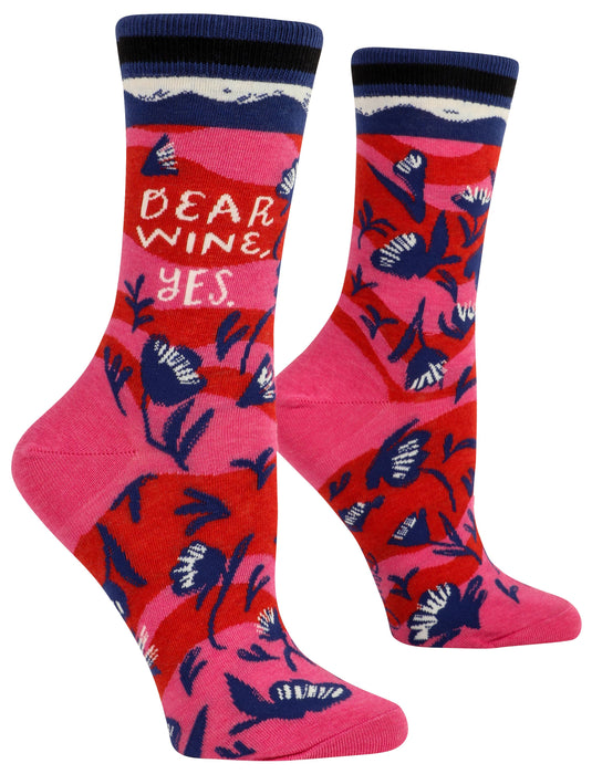 Blue Q - Dear Wine, Yes Crew Socks