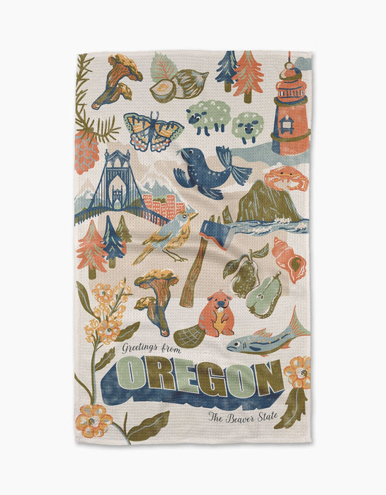 Geometry - Greetings From Oregon Tea Towel