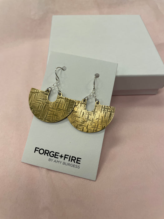 Forge + Fire NEW SHIELD hammered brass earrings