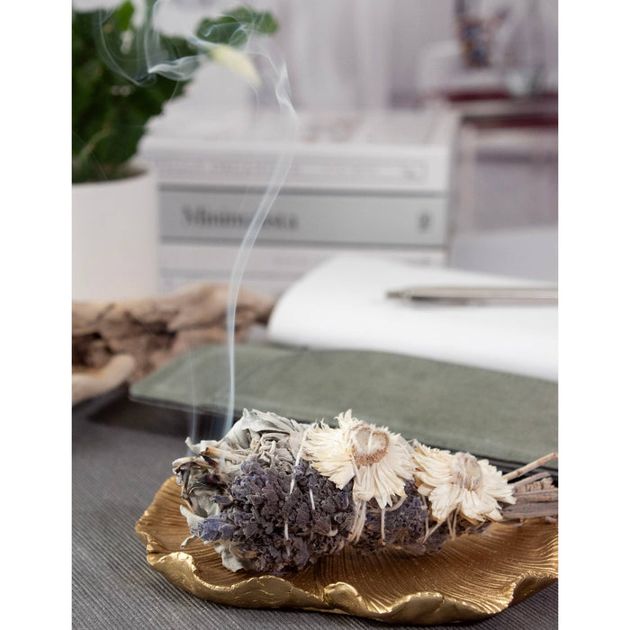 Andaluca - 4" Lavender Strawflower and White Sage Smudge Wand