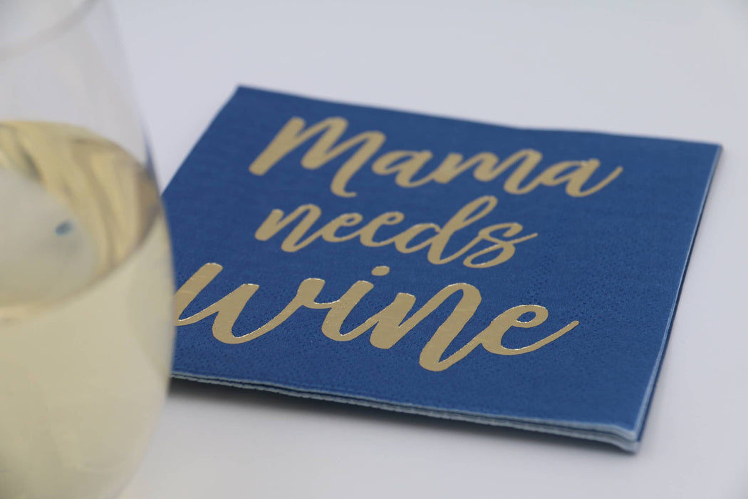 soiree-sisters - Funny Cocktail Napkins | Mama Needs Wine - Foil - 20ct
