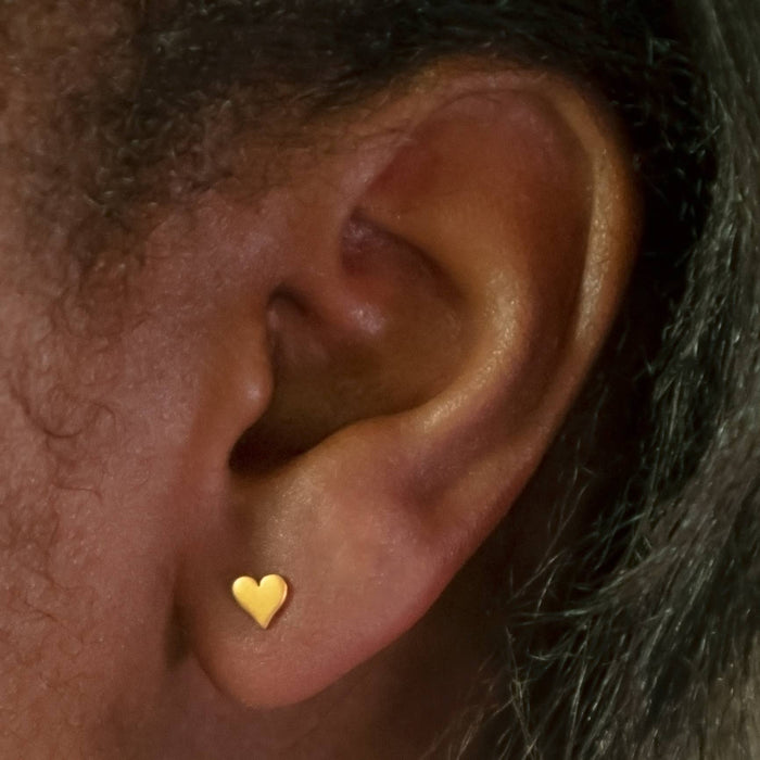 Nina Designs - Silver, Bronze or Gold Tiny Heart Stud Earrings 5x5mm
