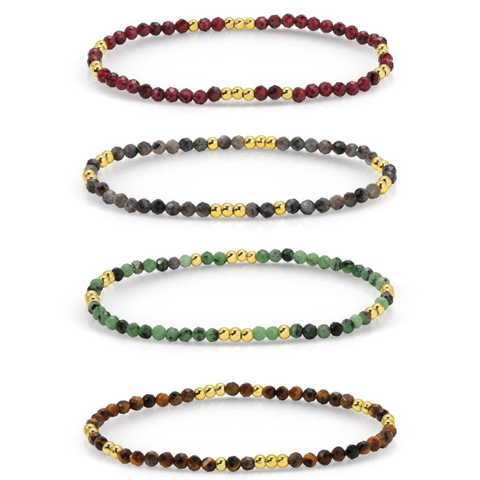 Splendid Iris - Set/12 Asst Stone Or Shell Stretch Bracelets With Beads