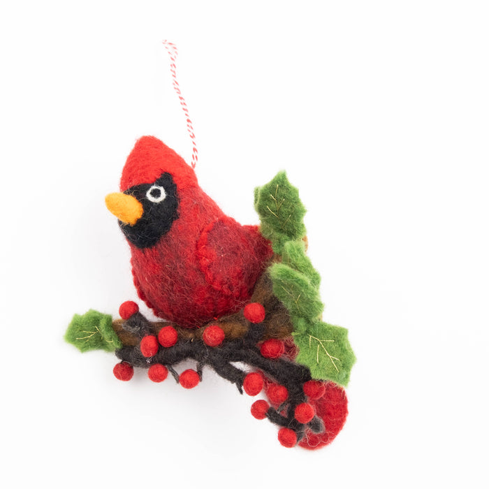 The Winding Road - Ornament - Felt Red Cardinal - NEW