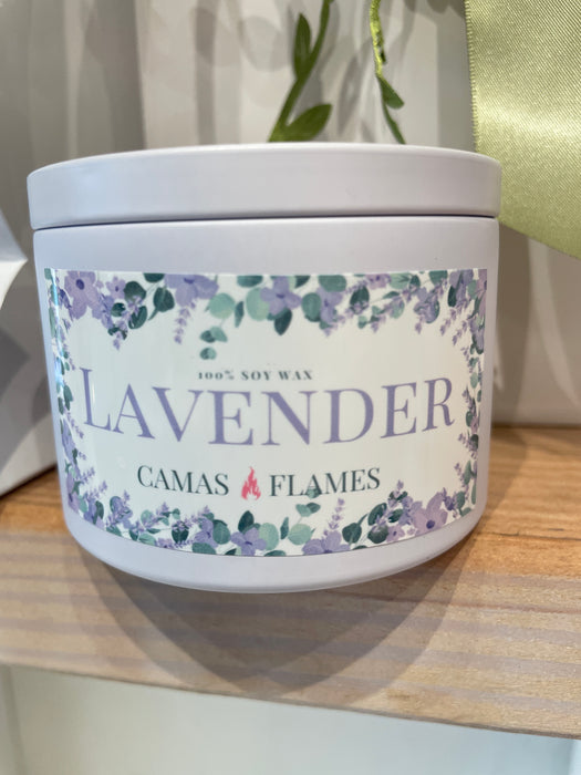 Camas Flames White Tin Candle