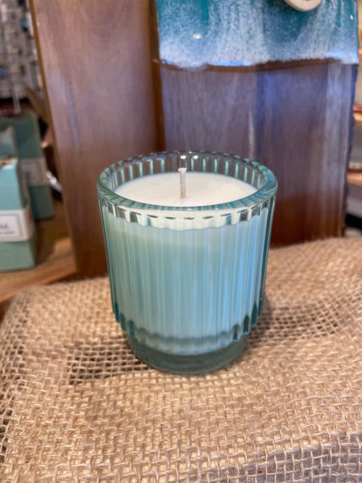 Camas Flames Ribbed Blue Beach Candle