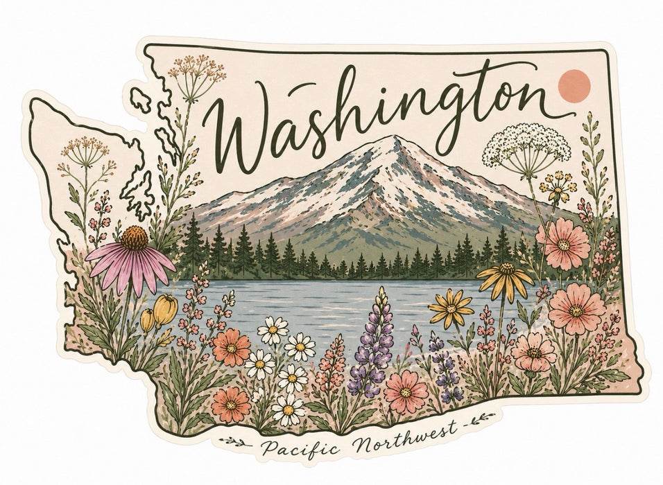 Washington State Wildflower & Mountain Sticker