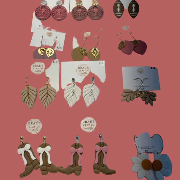 Brae's Clay Co earrings: Assorted styles and prices