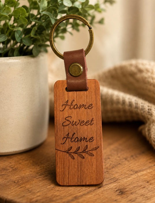 Home Sweet Home Wooden Keychain