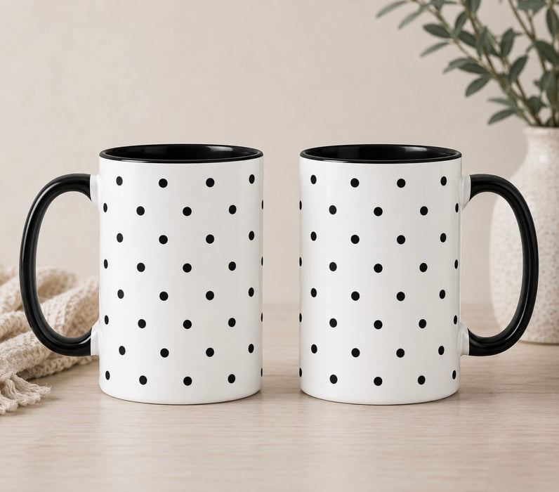 Classic Black & White Polka Dot Mug