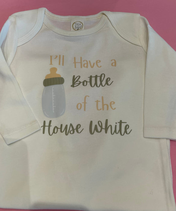 Camas Creations I'll Have a Bottle House White Romper