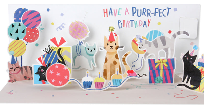 Up with Paper Pop-Up Card Party Cats