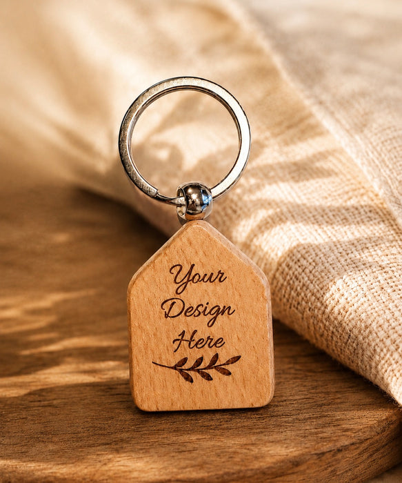 Home Sweet Home Wooden House Keychain