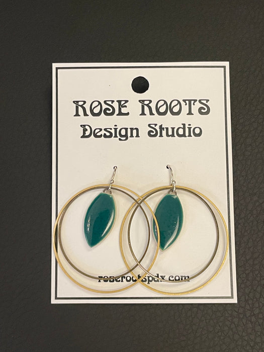 Rose Roots Design Double Hoop+Drop