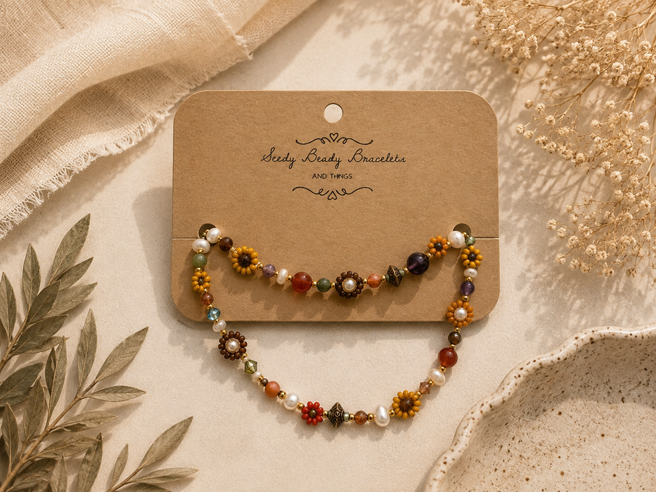 Seedy Beady Bracelets- Clementine Necklace
