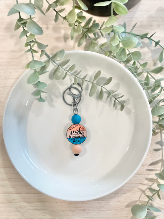 HandCrofted Worry Less Wander More Beaded Keychain