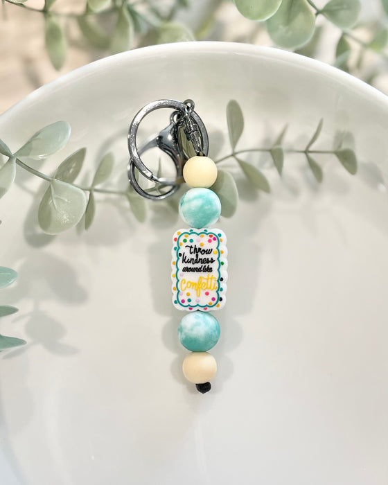 HandCrofted Throw Kindness Like Confetti Beaded Keychain