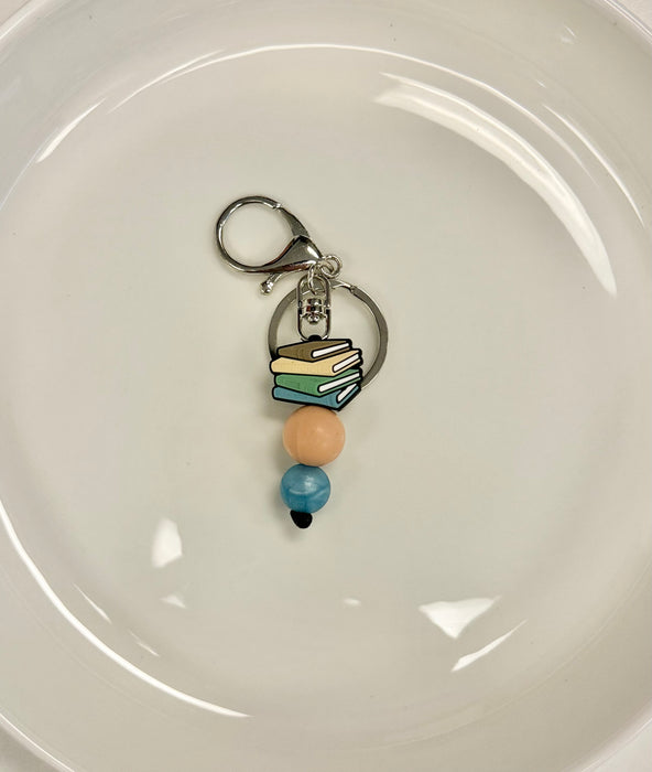 HandCrofted Book Stack Beaded Keychain