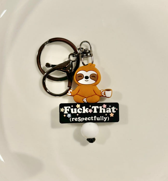 HandCrofted Sloth Respectfully Beaded Keychain