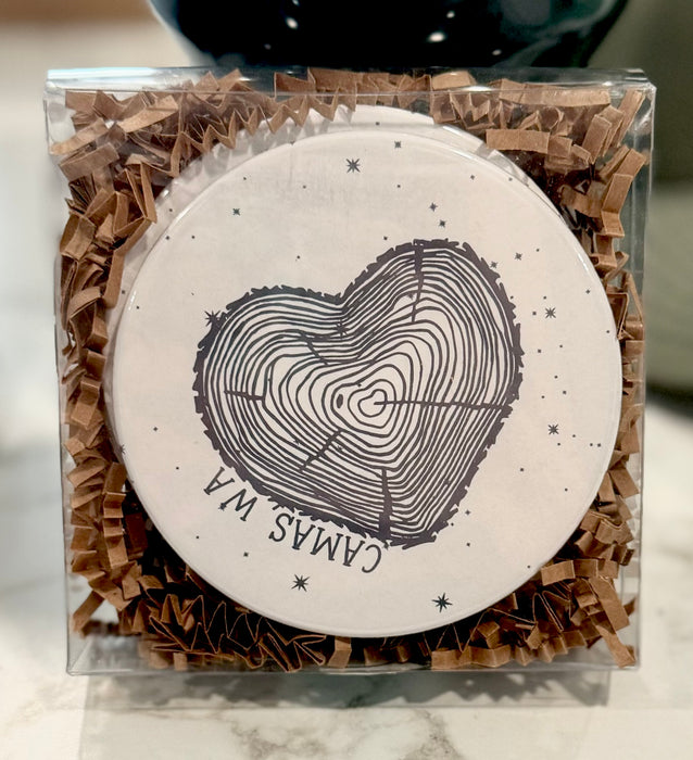 HandCrofted Camas Heart Coaster Set