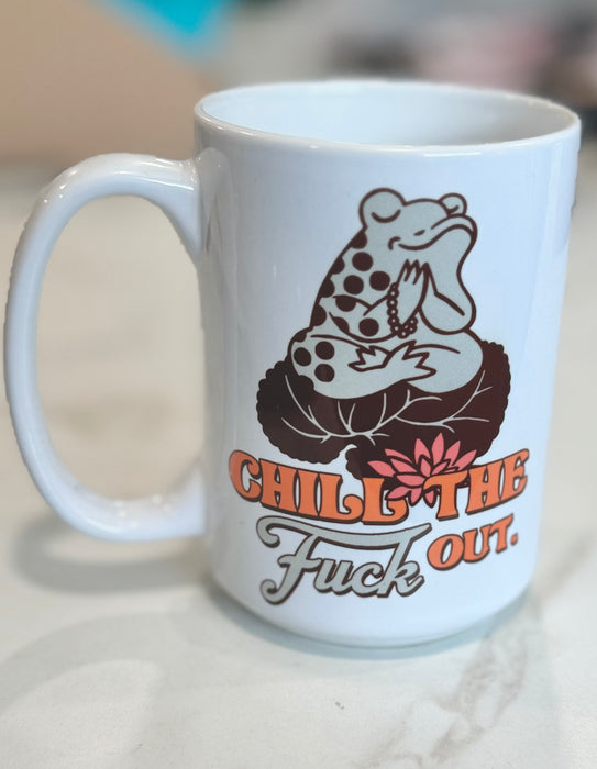 HandCrofted Chill Out Frog Ceramic Mug