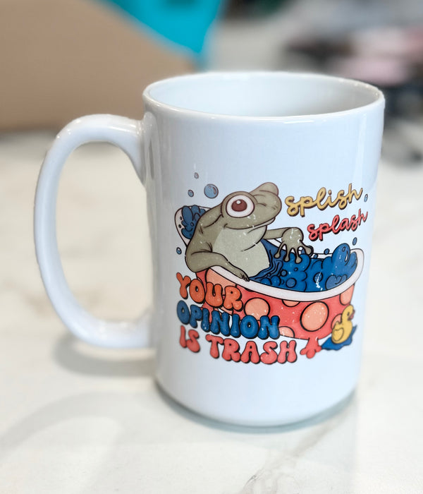 HandCrofted Opinion Is Trash Frog Ceramic Mug