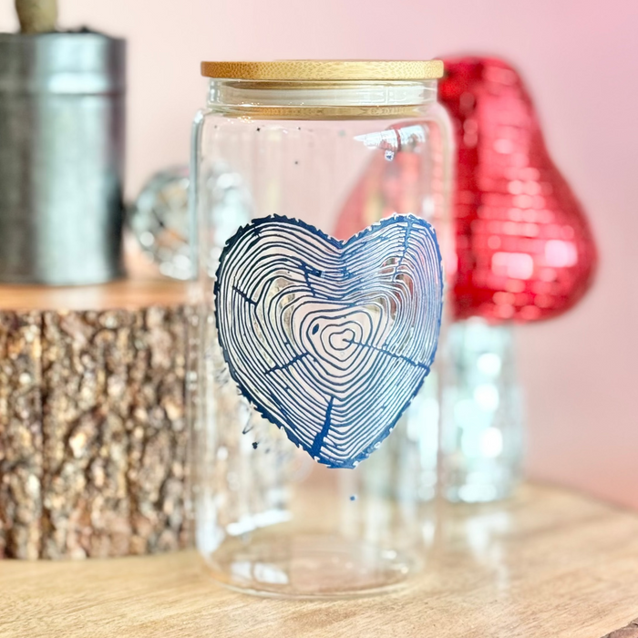 HandCrofted Camas Heart Glass Can