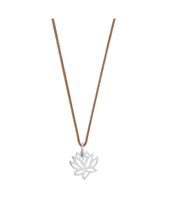 Bronwen Necklace Tiny Charm Silver Lotus Flower