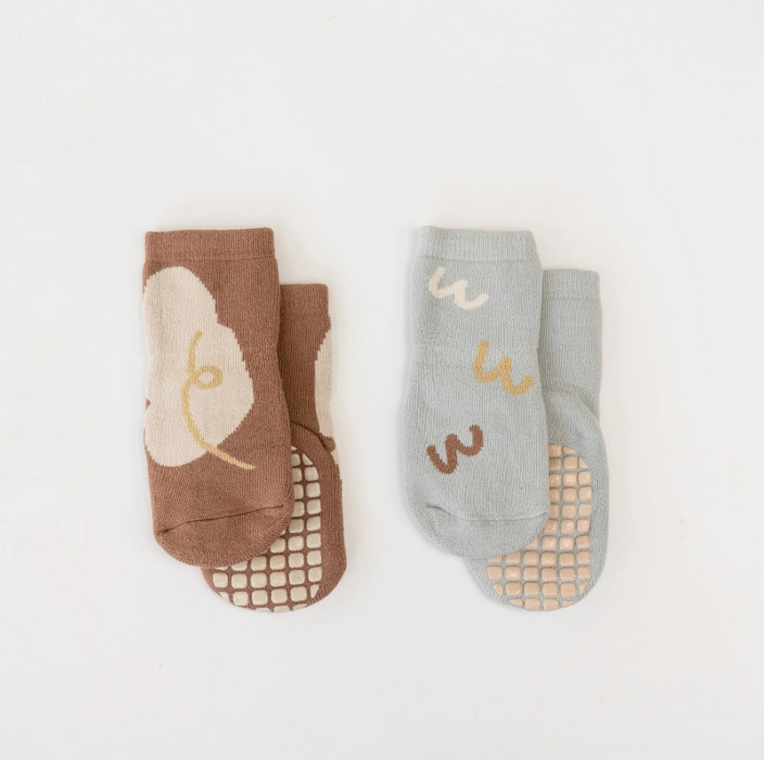 Belan.J FUN LINES Cozy Non-Slip Socks (2 pack)