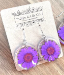 Indigo & Lily Dyed Daisy Earrings