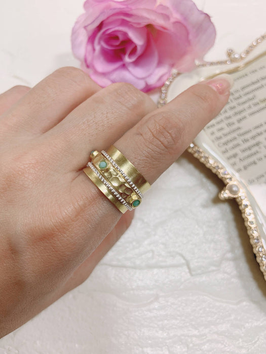 Zoey Simmons - Amazonite & Two-Tone Hammered Spinner Ring - GF