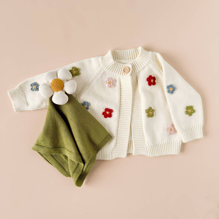 The Blueberry Hill - Cotton Flower Cardigan Color Baby Sweaters Clothing