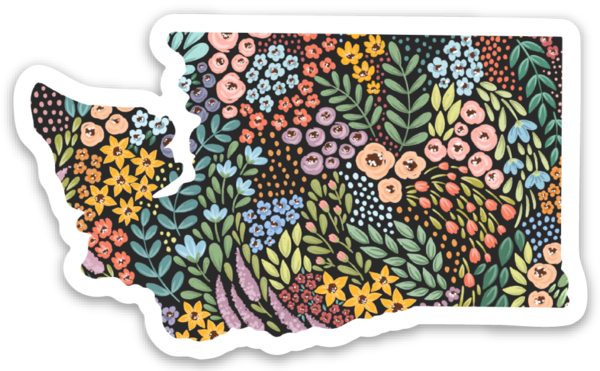 Elyse Breanne Design - Washington State Floral Sticker 3x2in.