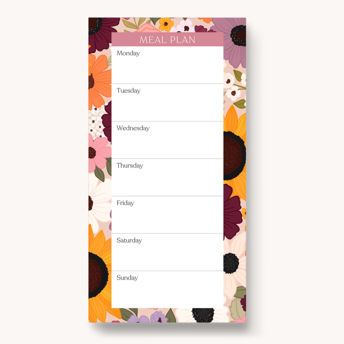 Elyse Breanne Design - Floral Magnetic Meal Plan Notepad
