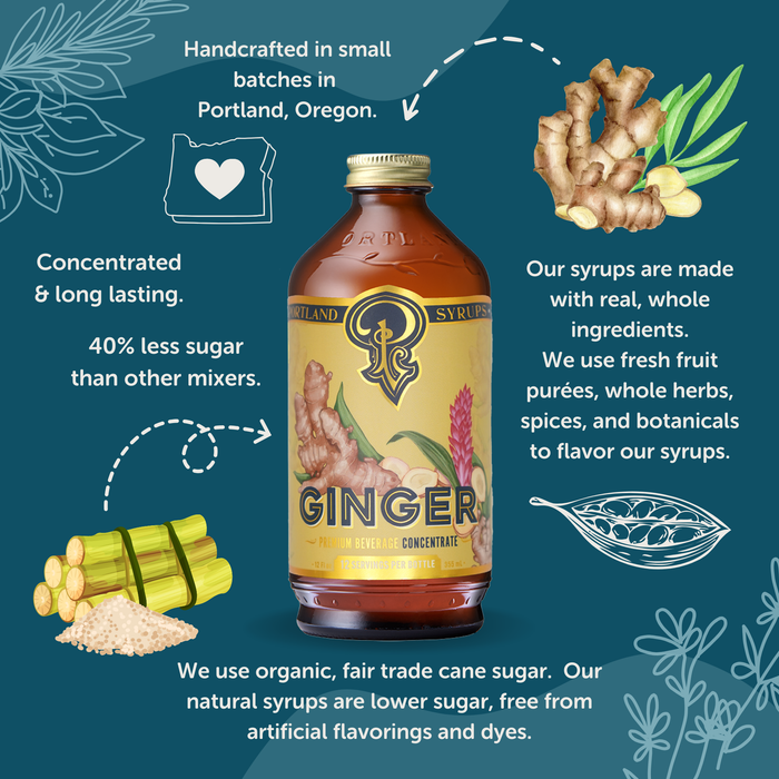 Portland Syrups - Ginger Syrup 12oz  - cocktail / mocktail beverage mixer