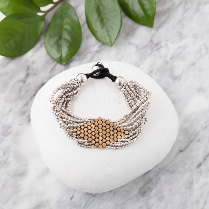 Baizaar - Two Tone Brass Diamond Bracelet