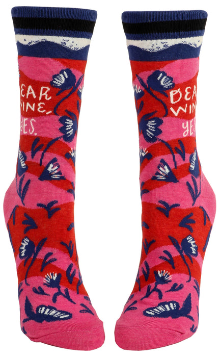 Blue Q - Dear Wine, Yes Crew Socks