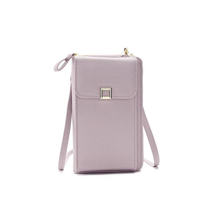 ShieldChic - Solid Color PU Leather Multifunctional Purse Mobile Phone One Shoulder Crossbody Bag